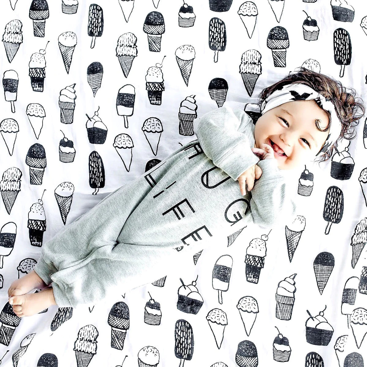 Organic Swaddle Blanket - Mini Ice Cream Love