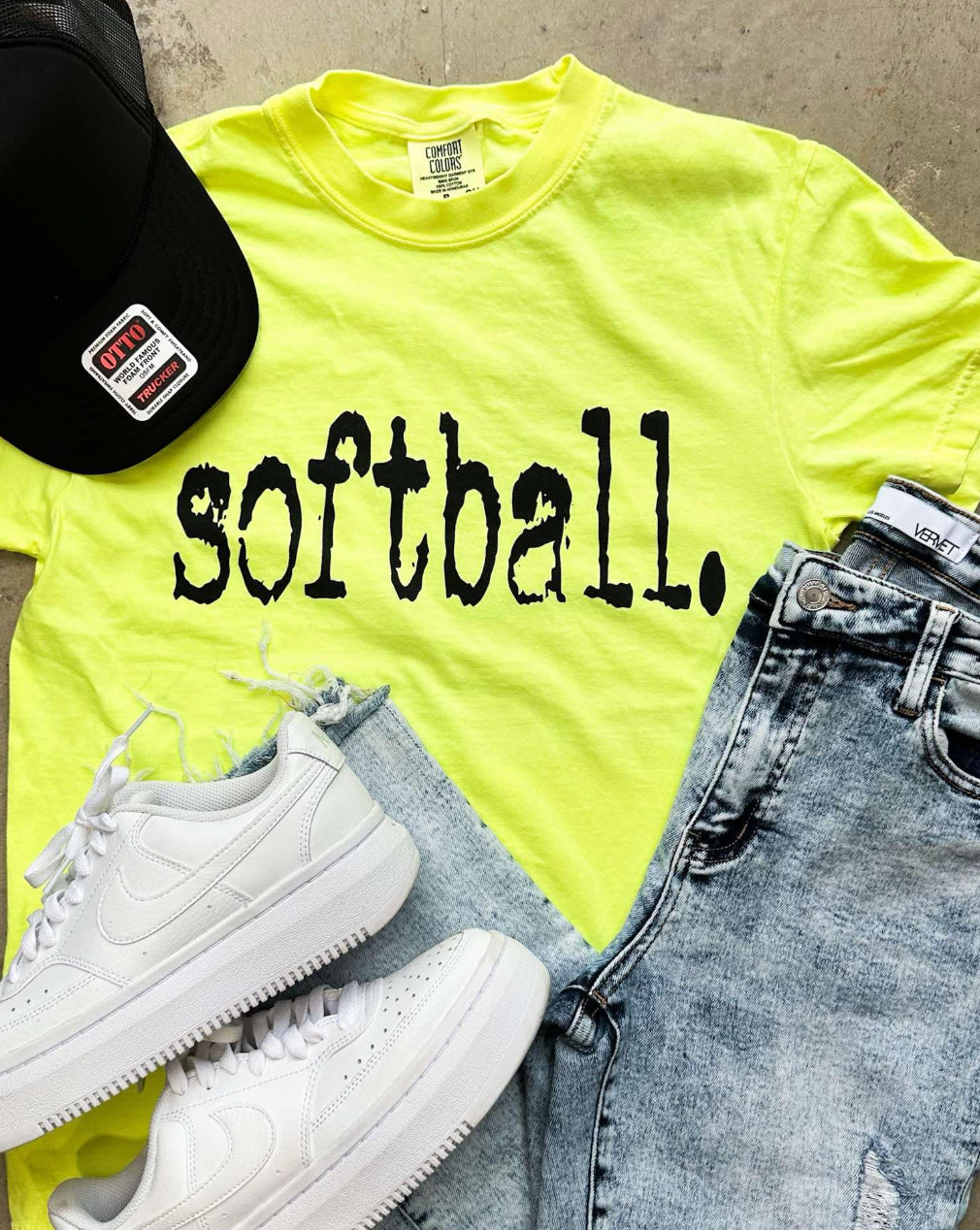 Neon Yellow Softball Tee