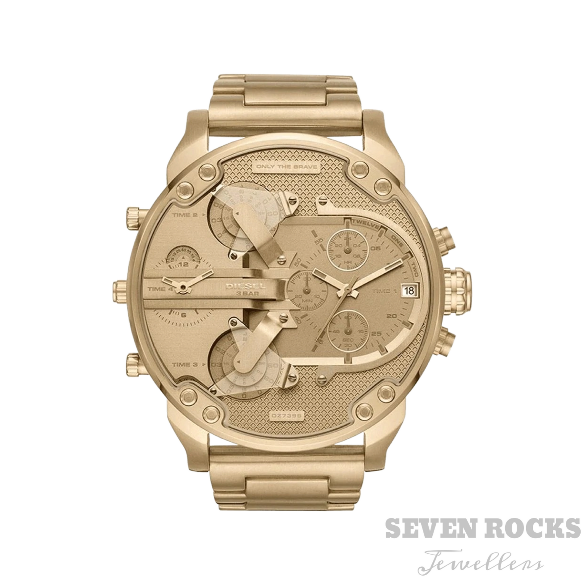 Diesel Mens Griffed Gold Plated Chronograph Watch DZ4595 - Seven Rocks