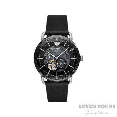 Emporio Armani Men's Automatic Watch Meccanico Black Skeleton AR60026 -  Seven Rocks