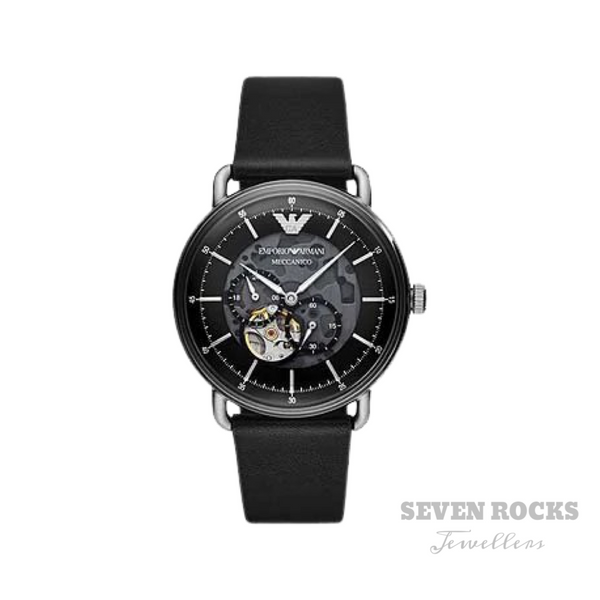 Emporio Armani Men's Automatic Watch Meccanico Black Skeleton AR60026 -  Seven Rocks