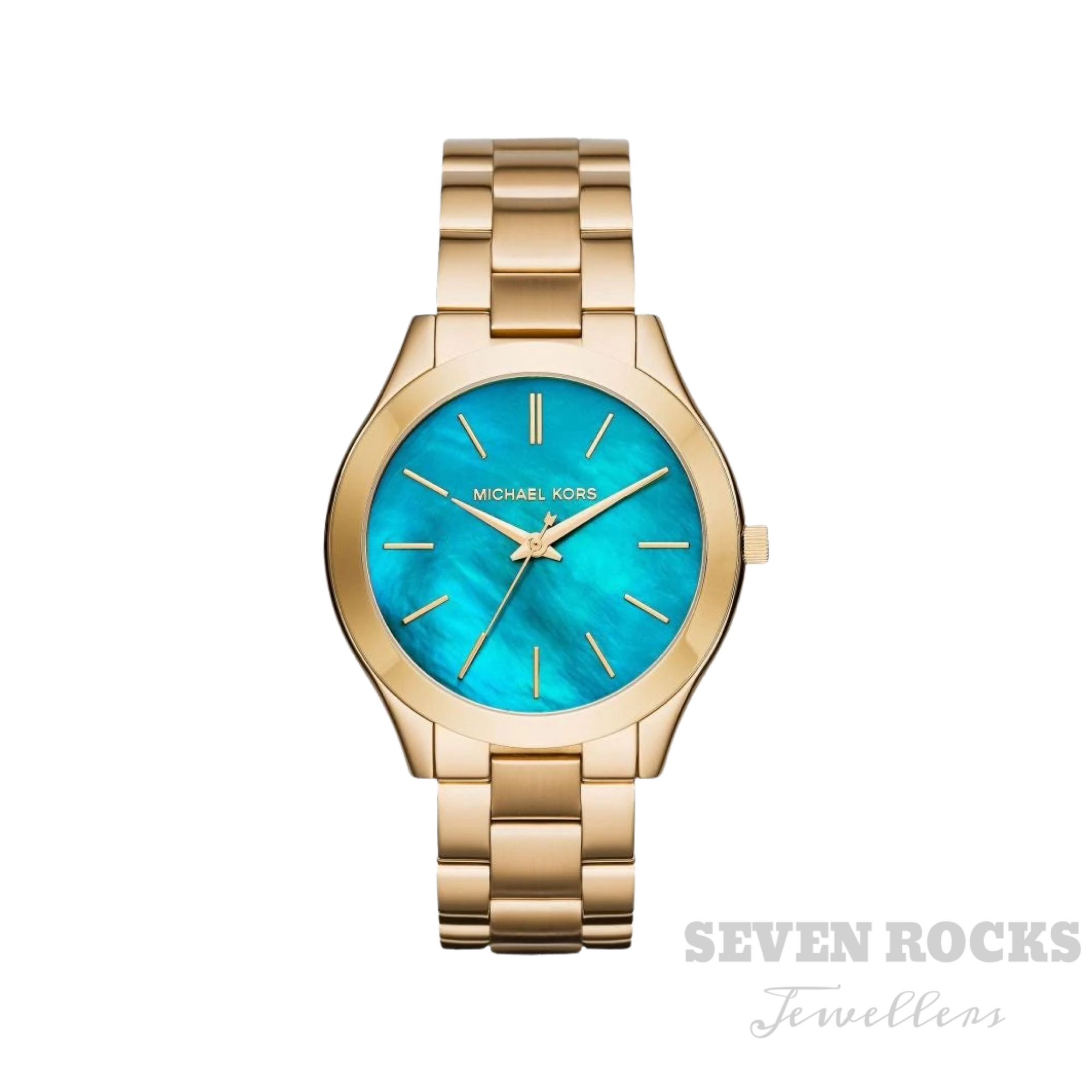 Michael Kors Ladies Watch Slim Runway Gold Ocean Blue MK3492 - Seven Rocks