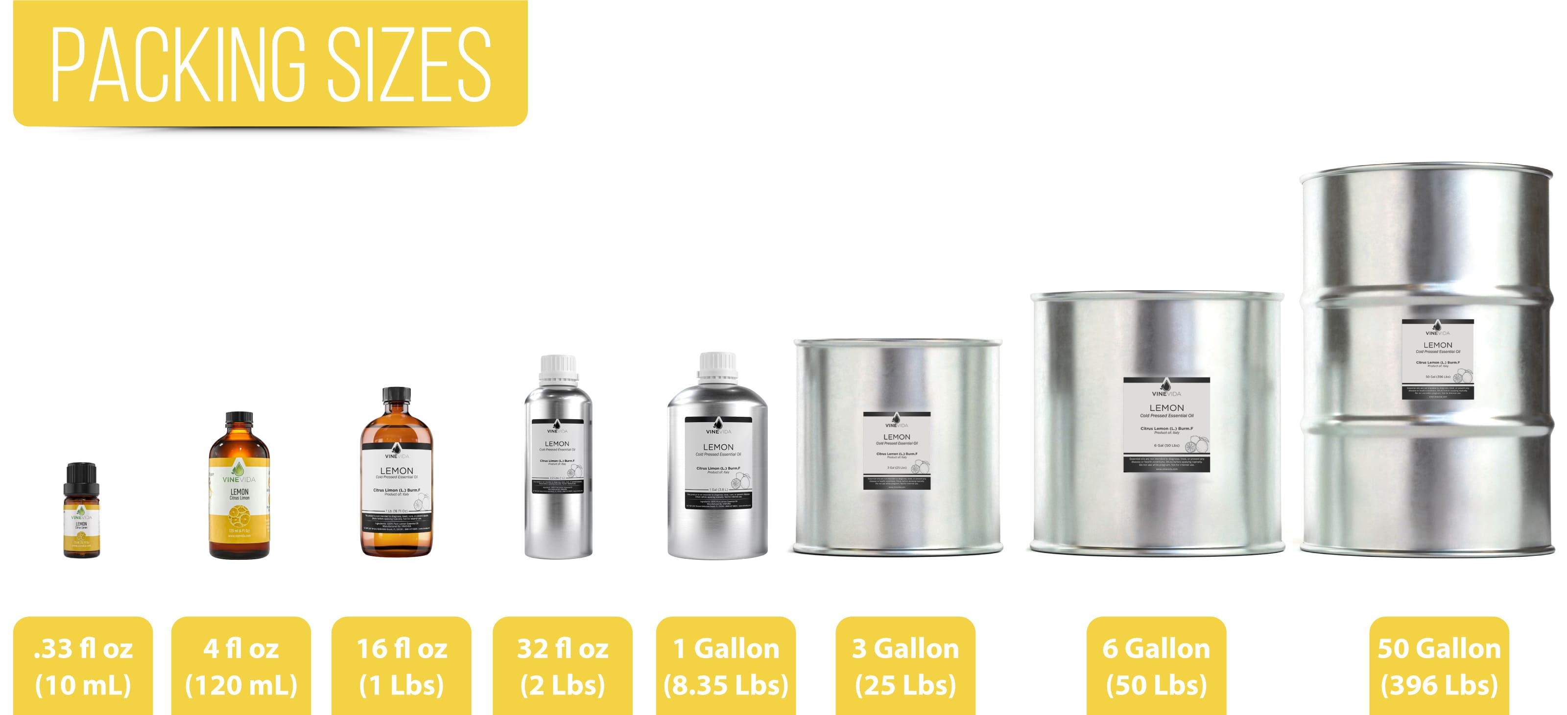 lemon oil packing sizes