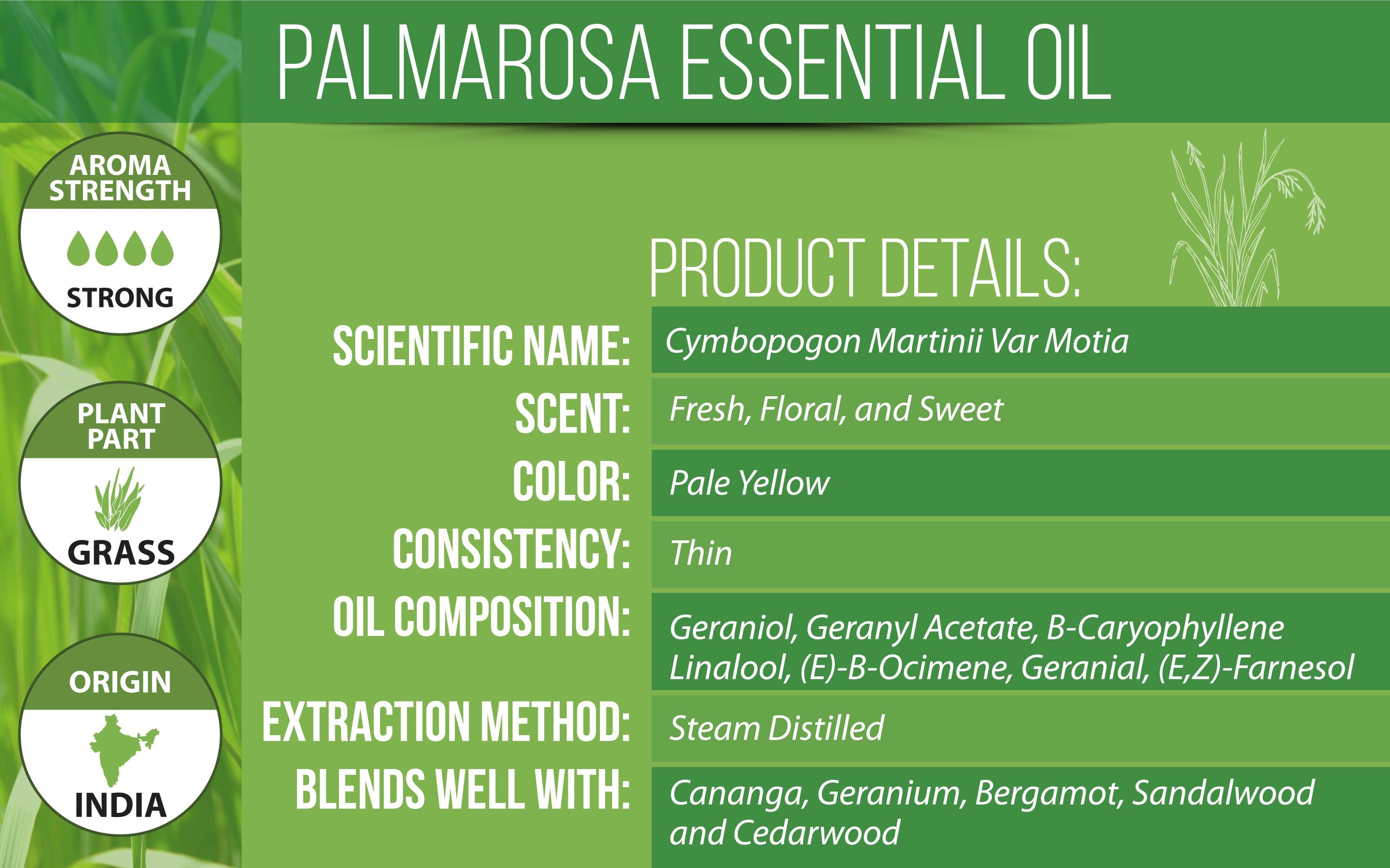 Palmarosa Essential Oil Product Details