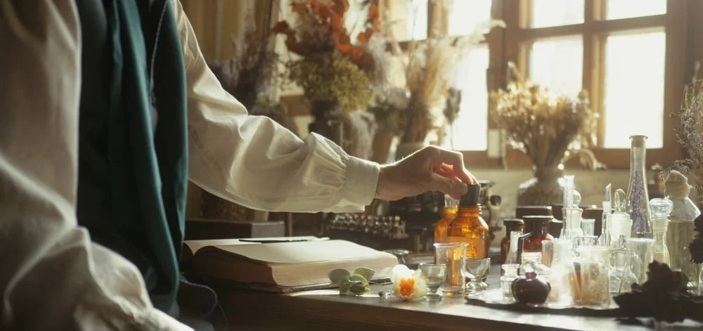 perfumer working on his desk