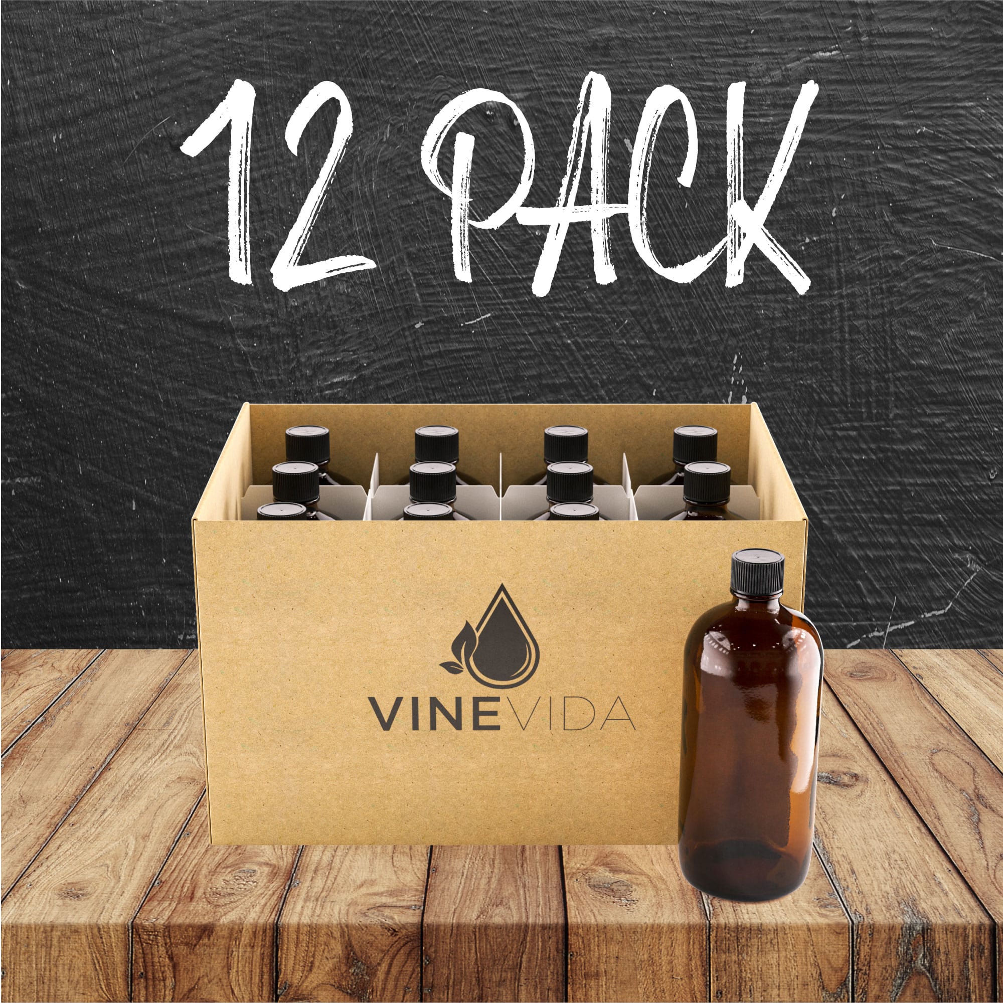 16-Ounce Amber Glass Bottles with Reusable Chalk Labels and Lids
