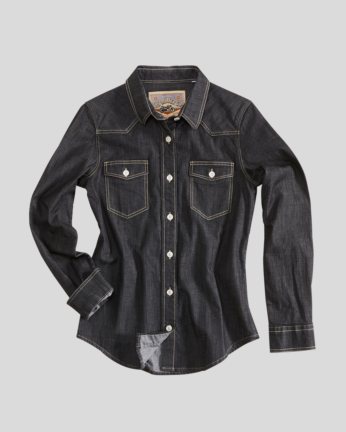 stretch fitted denim shirt