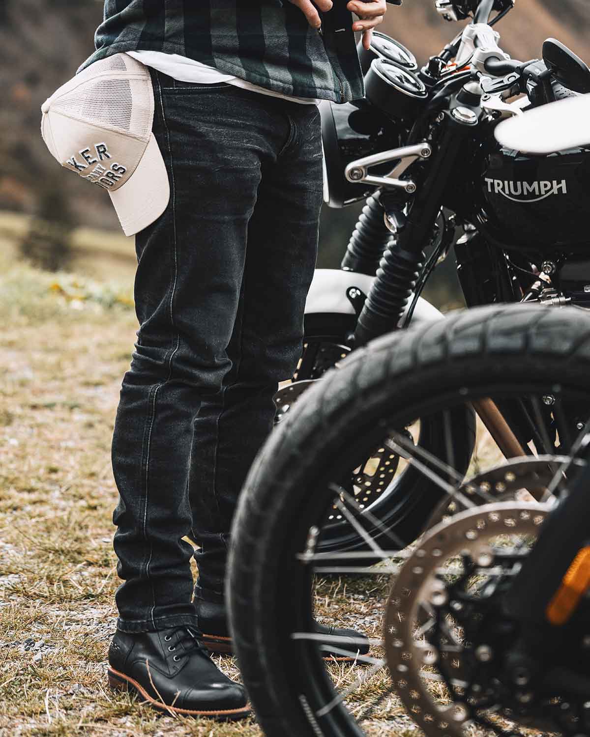 tapered motorcycle jeans