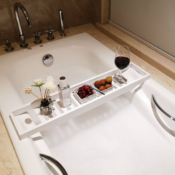 white bathtub tray