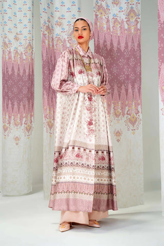 ootd lebaran hijab Maxi dress motif