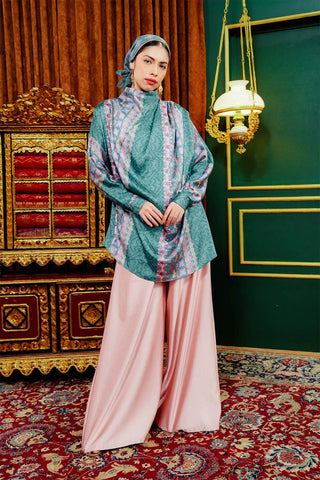 Benang Jarum x Dian Pelangi Nyimas Drapery Blouse in Teal