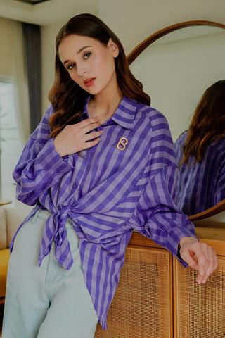 Benang Jarum Checkered Shirt in Purple