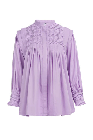 Benang Jarum Kessa Pleated Shirt in Lilac