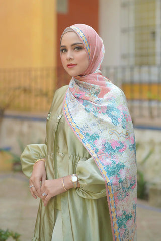 jilbab yang cocok untuk baju sage: teraccota