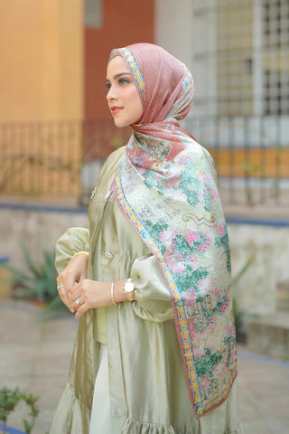 Buttonscarves The Sevilla Satin Shawl in Terracotta