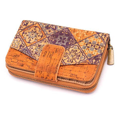 Cork leather wallet with ethnic Portuguese design