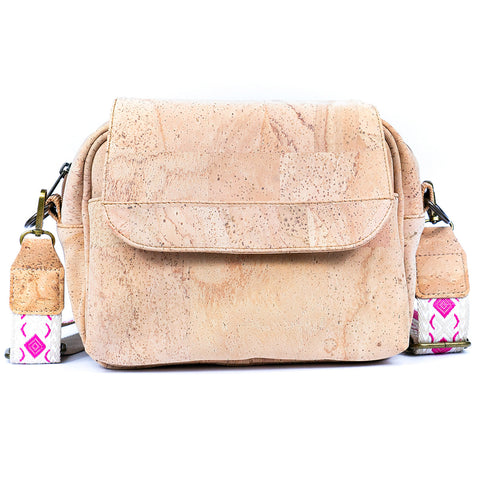 Cork Purse in natural color with adjustable shoulder strap