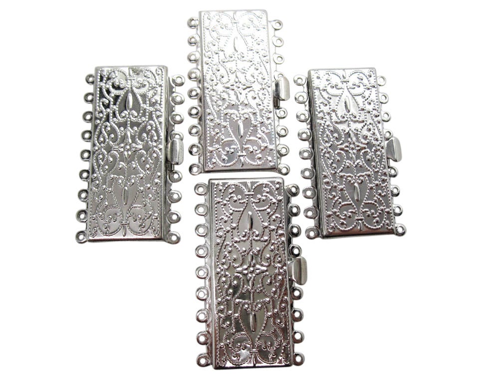 CS-019-OP / 6 Pcs for 1 Strand Fold Over Box Clasp Brass for Bracelet, 6  Sets 6 Buckles and 12 Square Rings, Choose Color / 6x18mm -  Israel