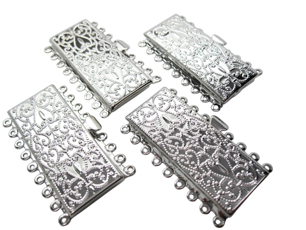 13.7x8.6mm Silver Plated 3 STRANDS BOX MAGNETIC Clasp