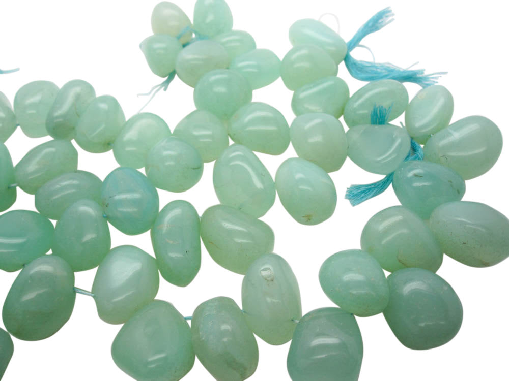 Forest Green Chalcedony Plain Pear Beads 7 inch 9 pieces – The