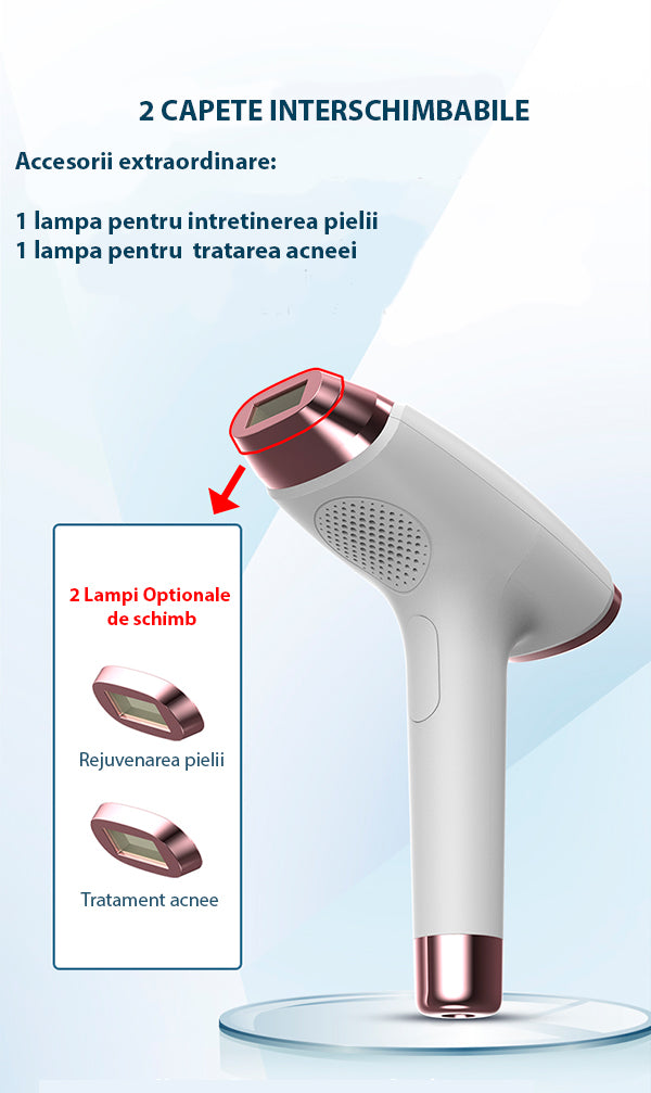 Epilator IPL Pentru Epilare Definitiva , 5 Trepte De Intensitate, Pentru Femei Si Barbati, 2 Lampi interschimbabile, Cu Afisaj, 999.999 de Pulsatii