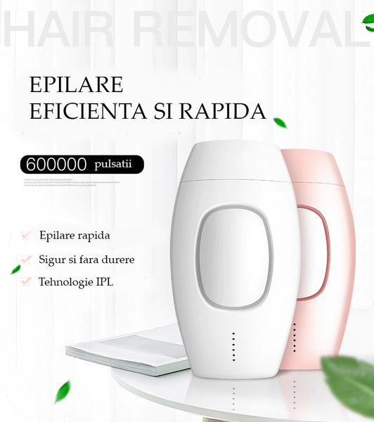 Epilator IPL 600.000 pulsatii, suprafata lampa 4.2 cm, 5 viteze, tub lumina quarz Xenon, epilare definitiva, senzor nuanta piele