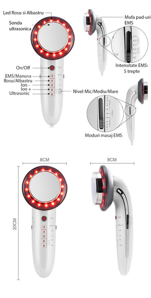 Aparat pentru slabit, anti celulita 6 in 1 Cavitation Slimming, Ems, Foton LED, ioni