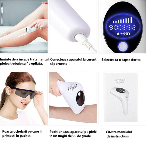 epilator ipl 900 000 impulsuri 8 trepte de intensitate mod de utilizare