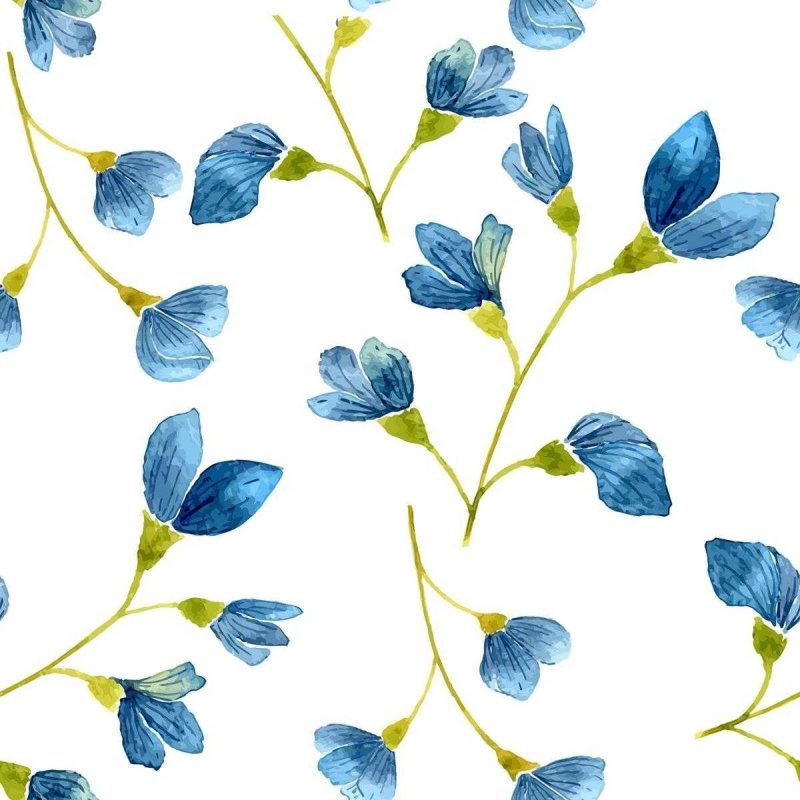 Papel de Parede Adesivo Flor Azul Aquarela N04168 - Papel na Parede