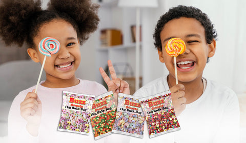 Buzz Sweets offers you a variety of Kids bags, share packs, fizzy dummies and much  more