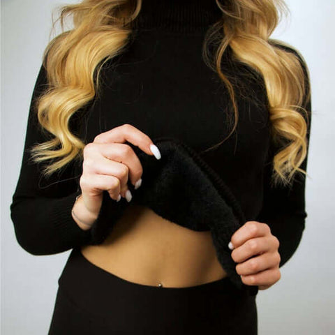 Fleece Turtleneck Sweater-black