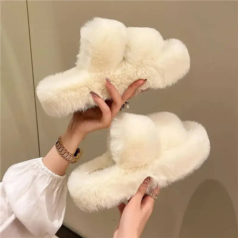 fuzzy slippers - faux fur slippers