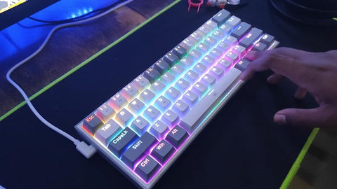 Redragon K617 Fizz 60% Wired RGB Gaming Keyboard, 61 Keys Compact Mechanical-grey-white