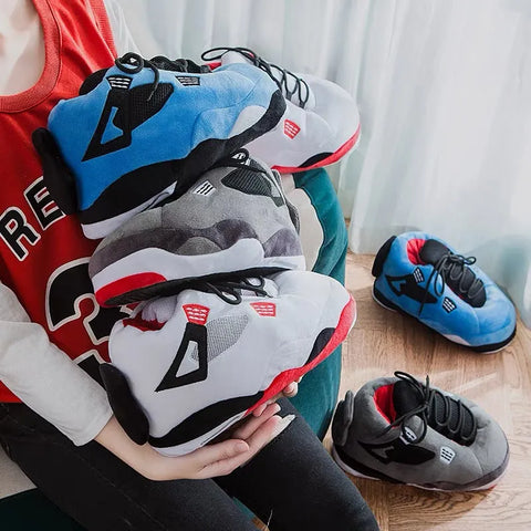 Sneaker Slippers plush Red/Blk Jordan 4's Inspired | eBay
