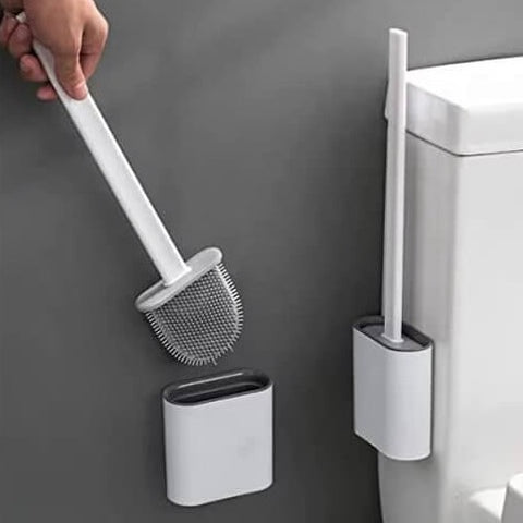 Wall Mounted Toilet Brush Silicone Flat Brush Head Toilet Brush