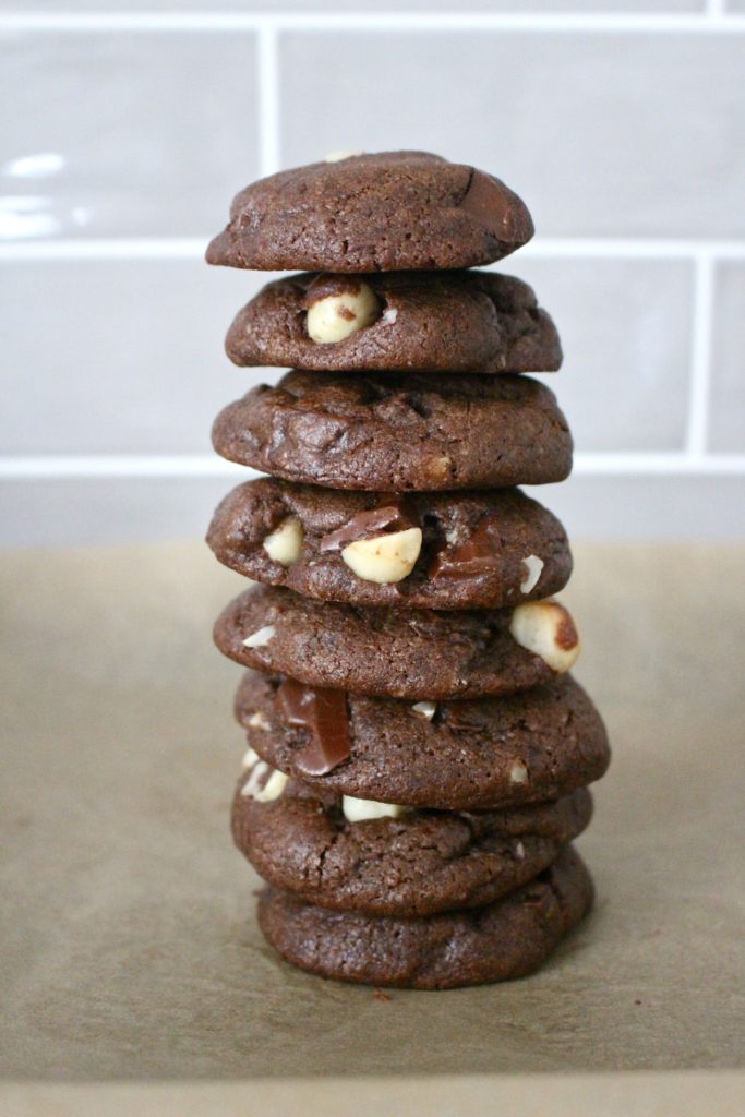 double chocolate macadamia nut biscuits