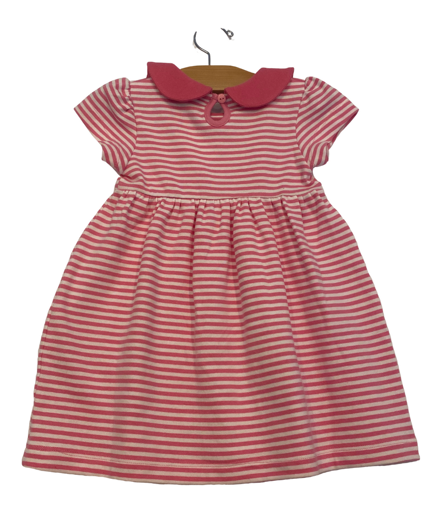 pink and white striped dress