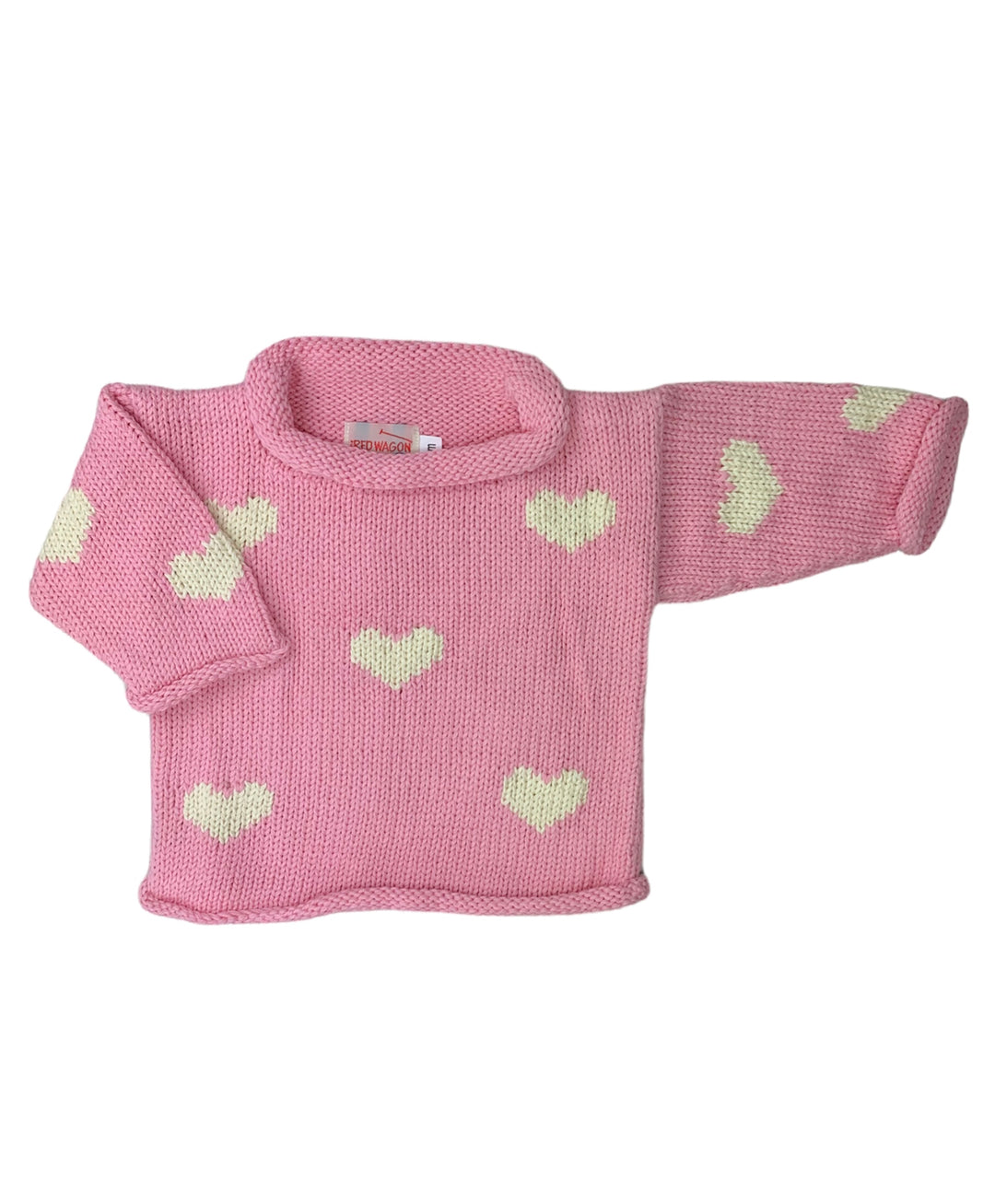 Pink sweater with white hearts