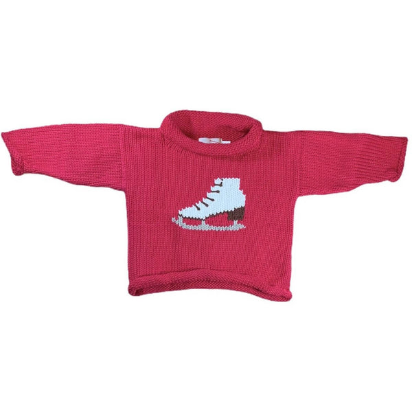 matching Raspberry Ice Skate Roll Neck Sweater