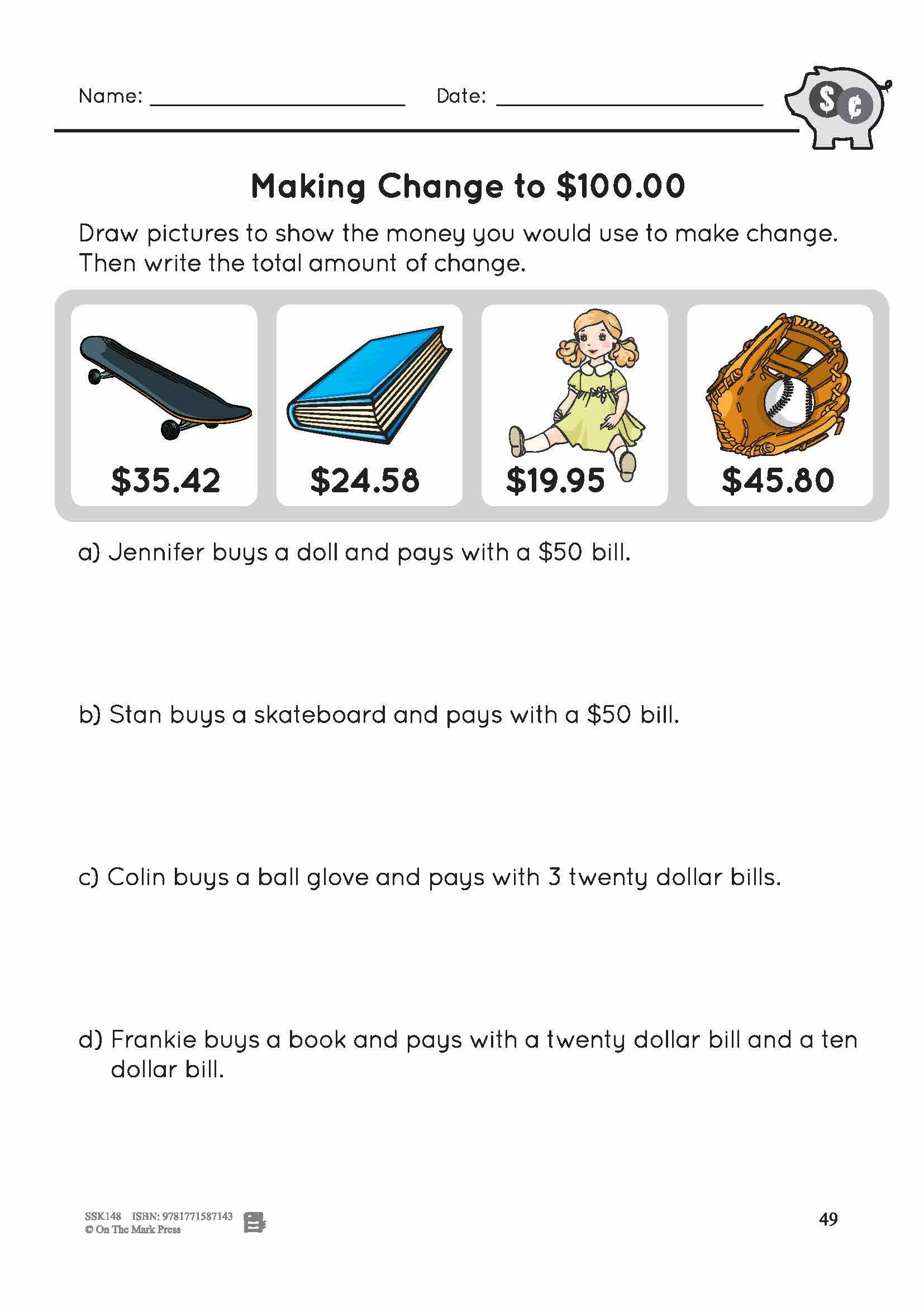 making change to 100 with canadian money 3 worksheets grades 3 4