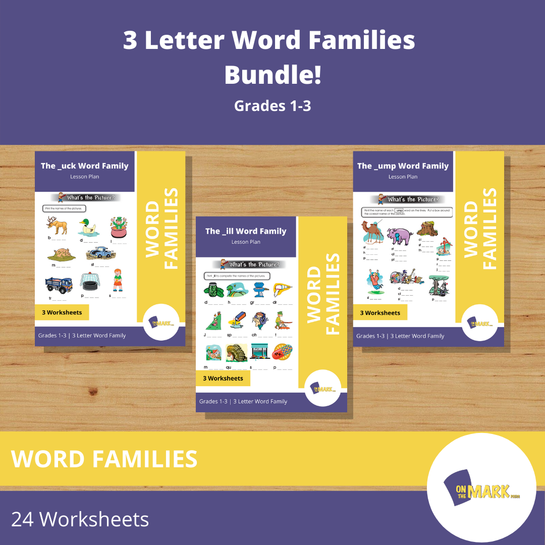 3 Letter Word Families Bundle Grades 1 3 On The Mark Press