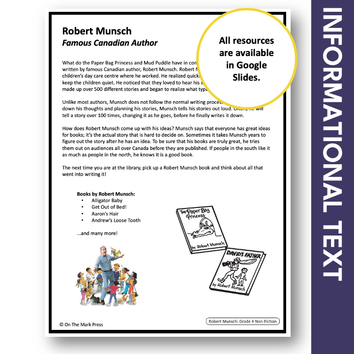 Robert Munsch A Famous Cdn Author Social Studies Reading Google Slid On The Mark Press