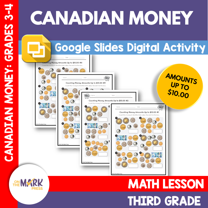 counting canadian money amounts up to 10 00 grade 3 google slides p