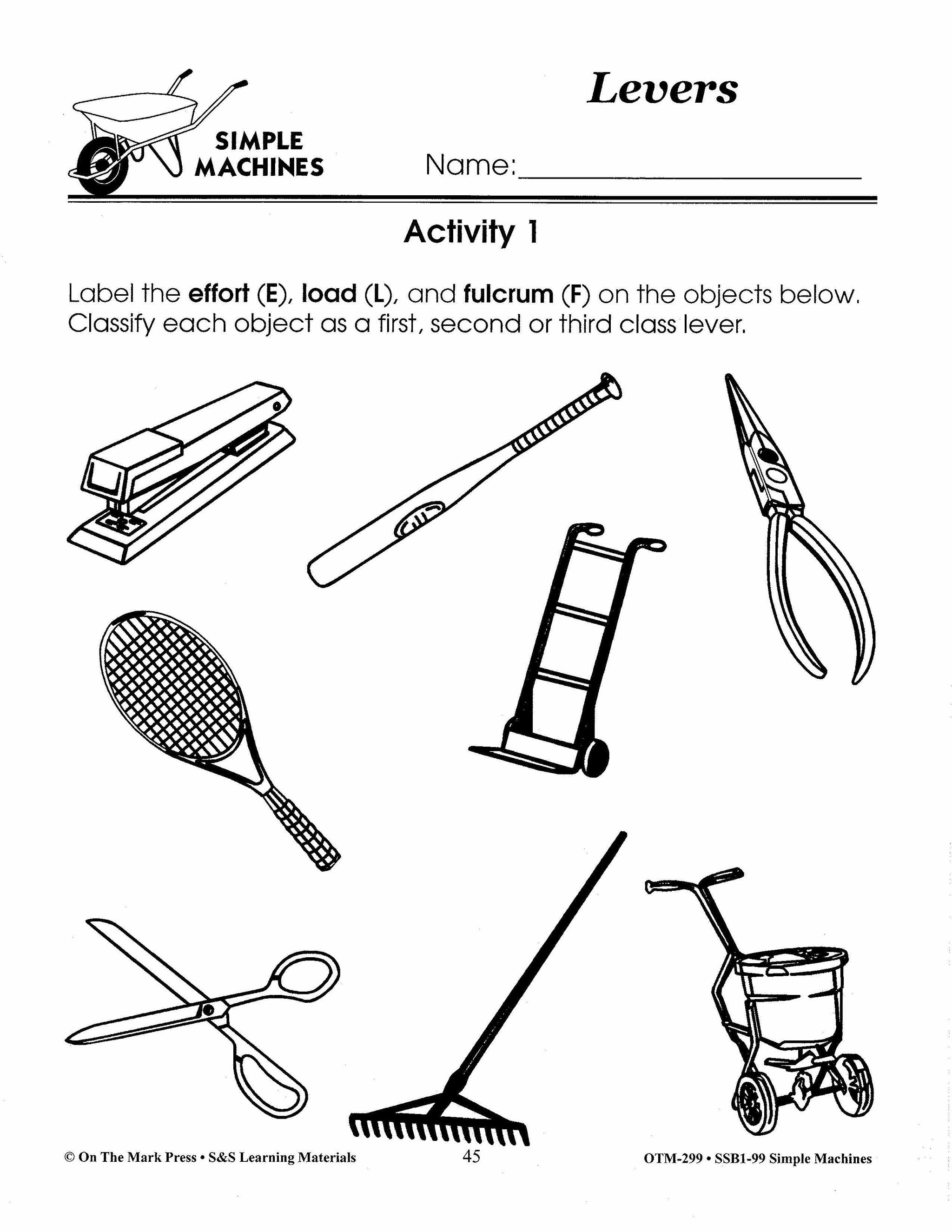 Simple Machines Grades 22-22 For Simple Machines Worksheet Middle School