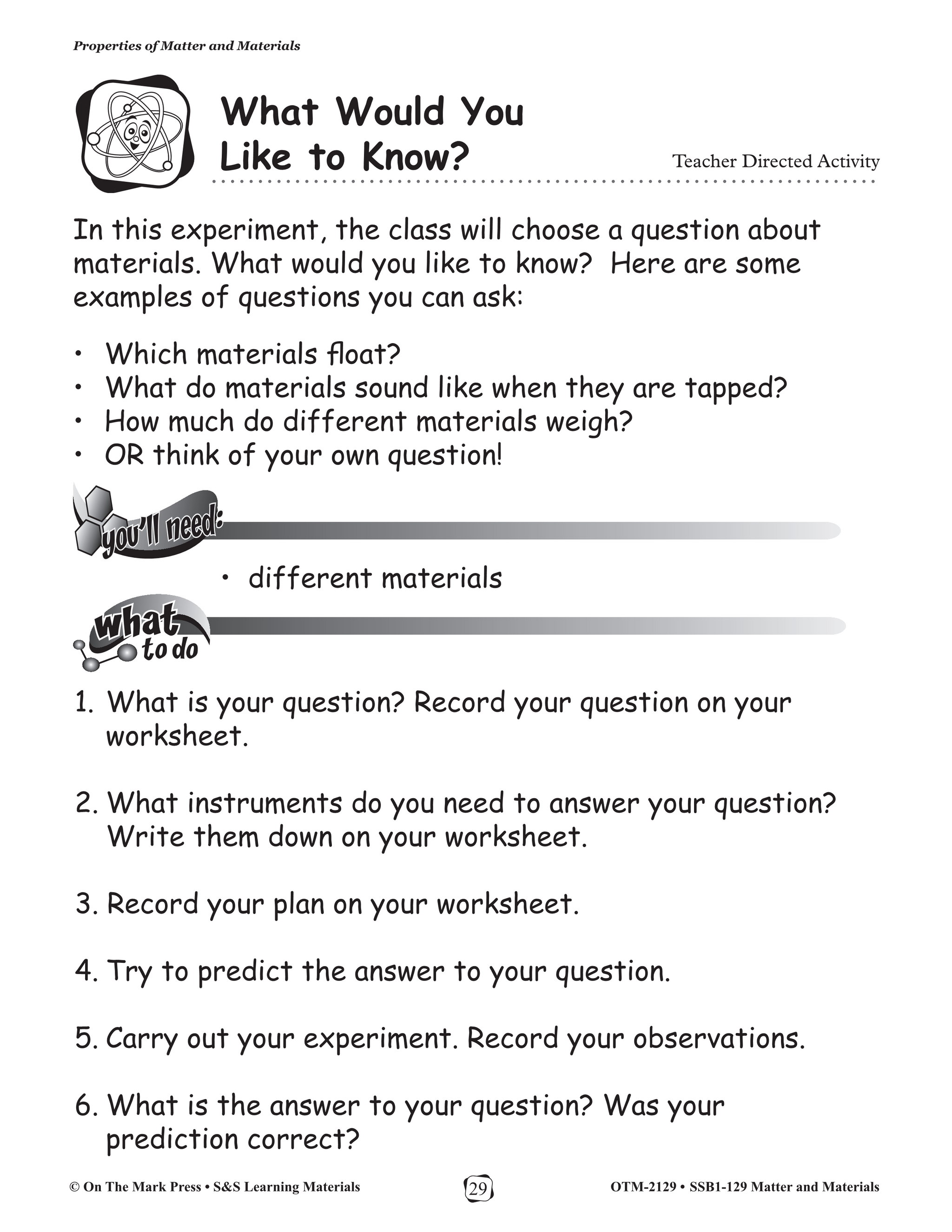 Properties of Matter and Materials Gr. 20-20 - Experiments and Worksheets In Properties Of Matter Worksheet Answers