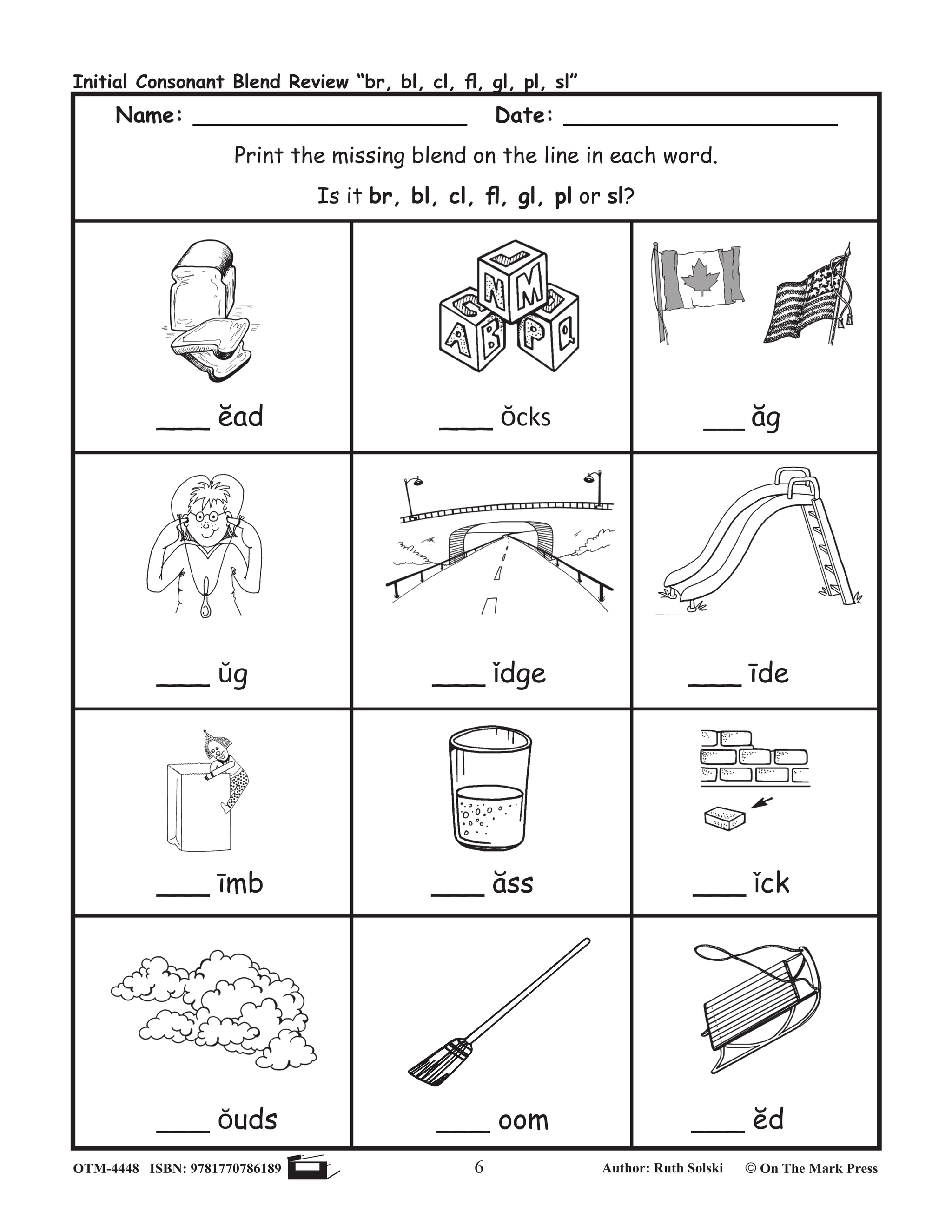 Br Initial Consonant Blend Lesson Plan Kindergarten Grade 1 On The Mark Press