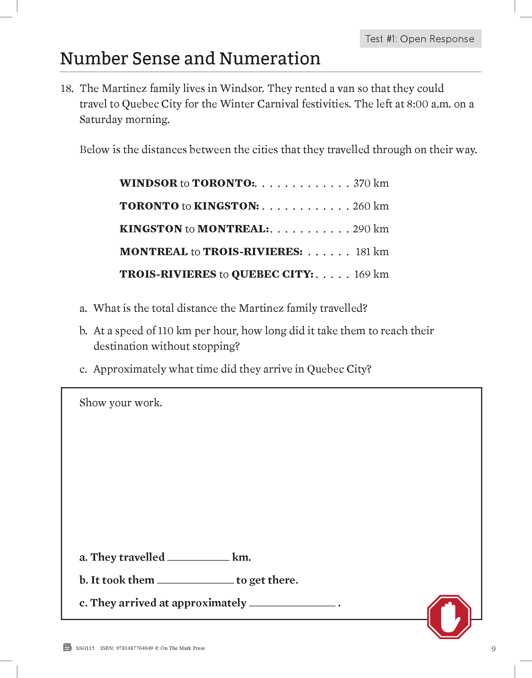 Grade 6 Math Practice Test Answer Key