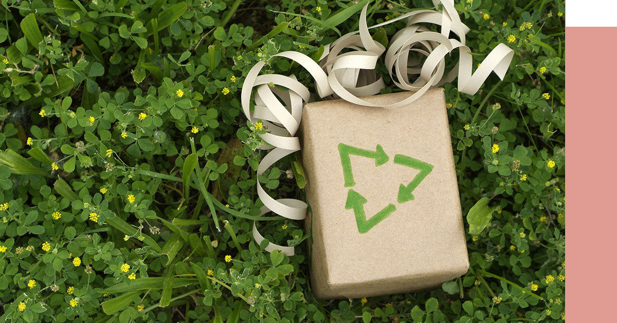 A gift wrapped in recycled paper