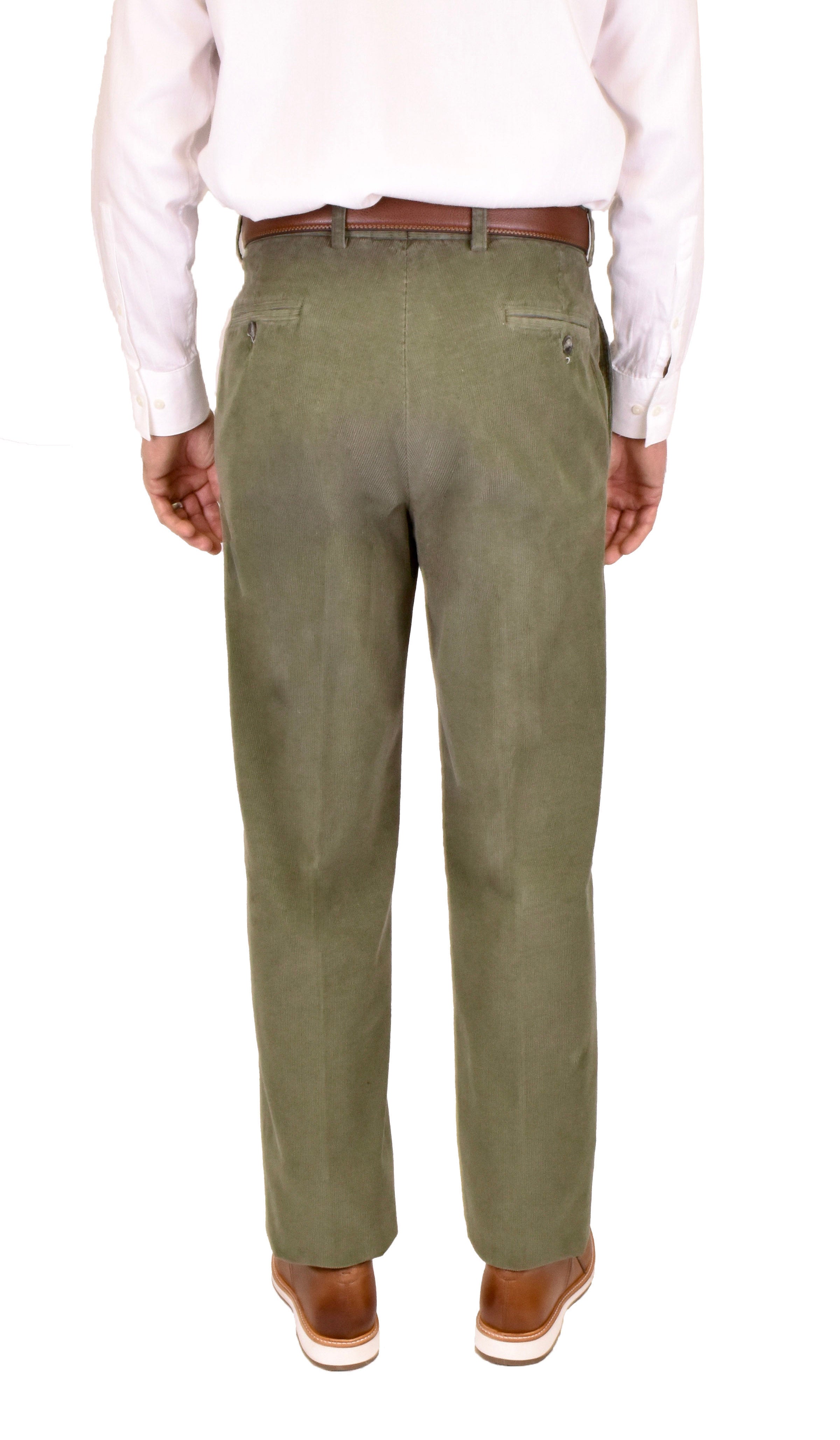 Charleston Khakis 12 Wale Corduroy, Light Olive<br>Flat Front<br>Regular Rise