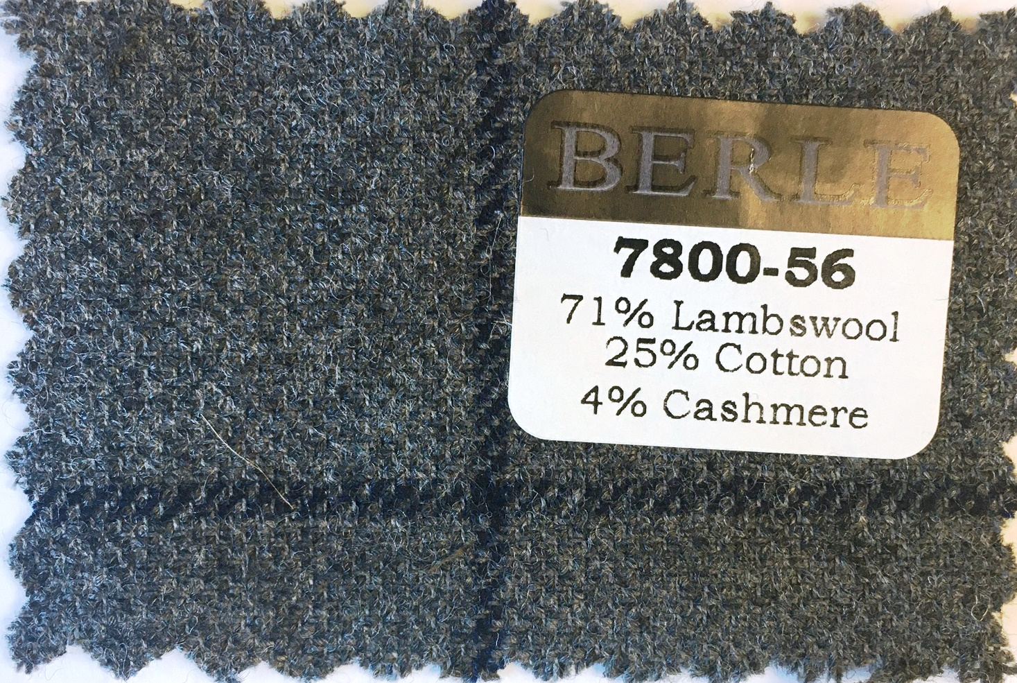 Wool/Cotton/Cashmere Windowpane Pleated Trouser<br>Regular Rise